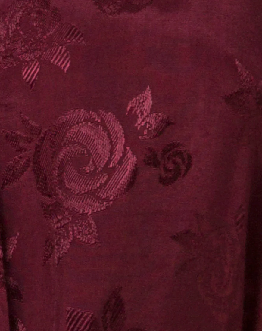 Crosena Swing Dress in Satin Burgundy Rose - Image 5
