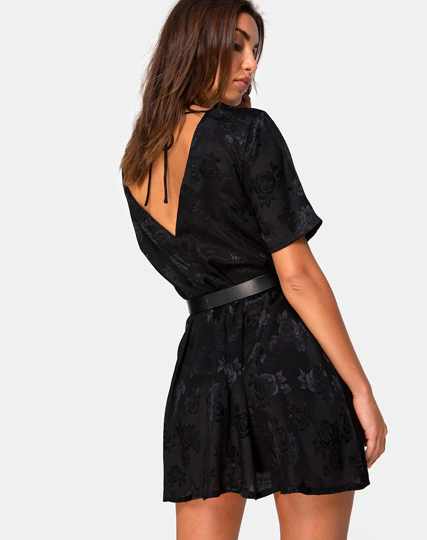 Crosena Dress in Satin Rose Black - Image 2