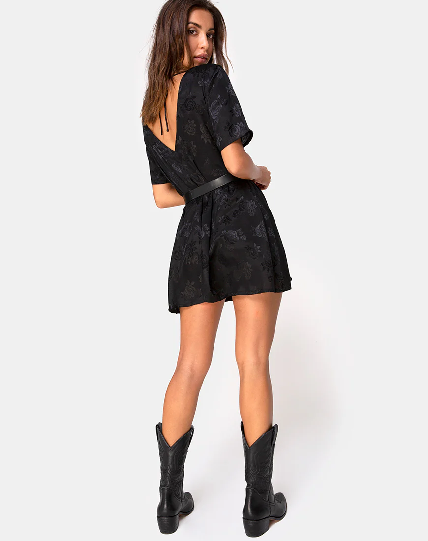 Crosena Dress in Satin Rose Black - Image 4