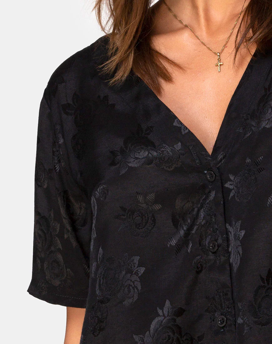 Crosena Dress in Satin Rose Black - Image 5