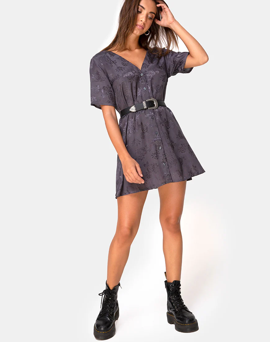 Crosena Swing Dress in Satin Rose Grey - Image 3