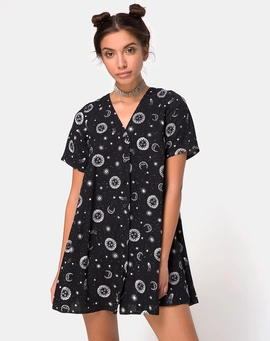 Crosena Swing Dress in Small Celestial Black  X Princess Polly - Image 2