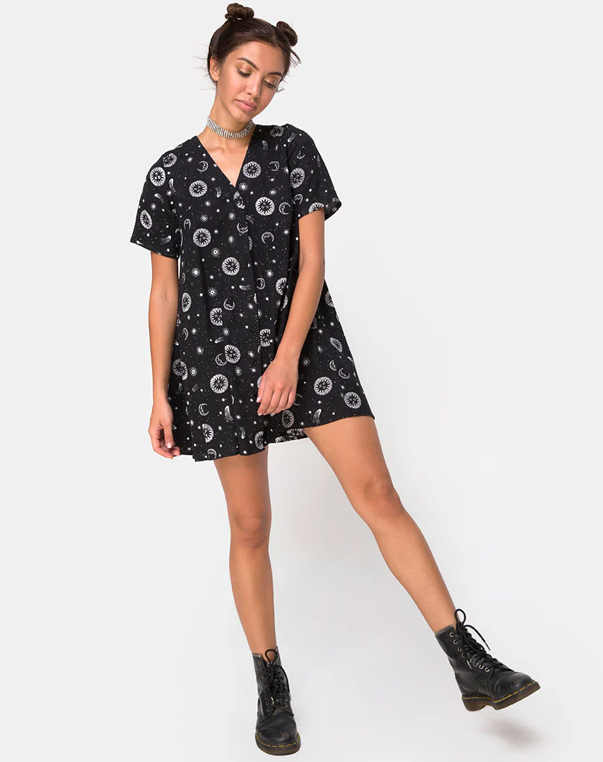 Crosena Swing Dress in Small Celestial Black  X Princess Polly - Image 4