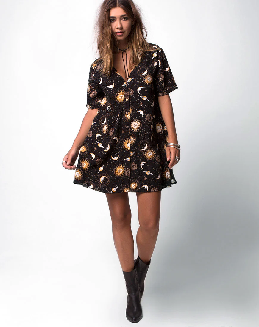 Crosena Swing Dress in Solar System Black - Image 3