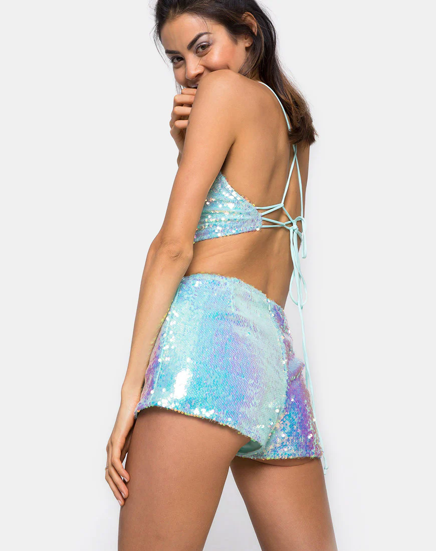 Crystal Short in Fishcale Sequin Candy Unicorn - Image 2