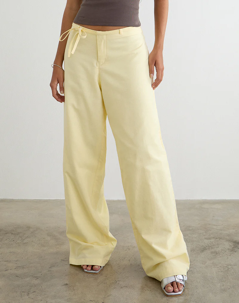 Curisa Trouser with Side Tie in Lemon - Image 4