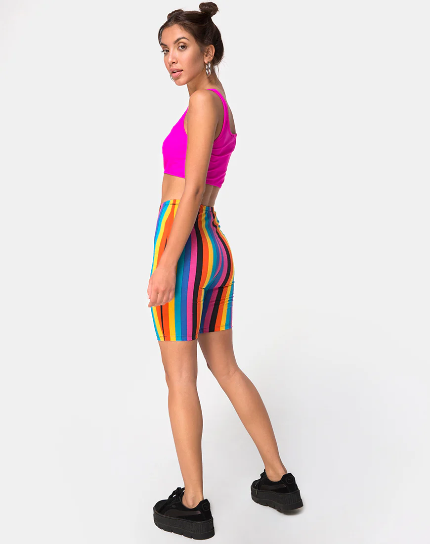 Cycle Short in New Vertical Mixed Stripe - Image 4