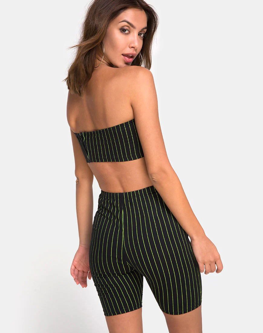 Cycle Short in Neon Pinstripe - Image 2