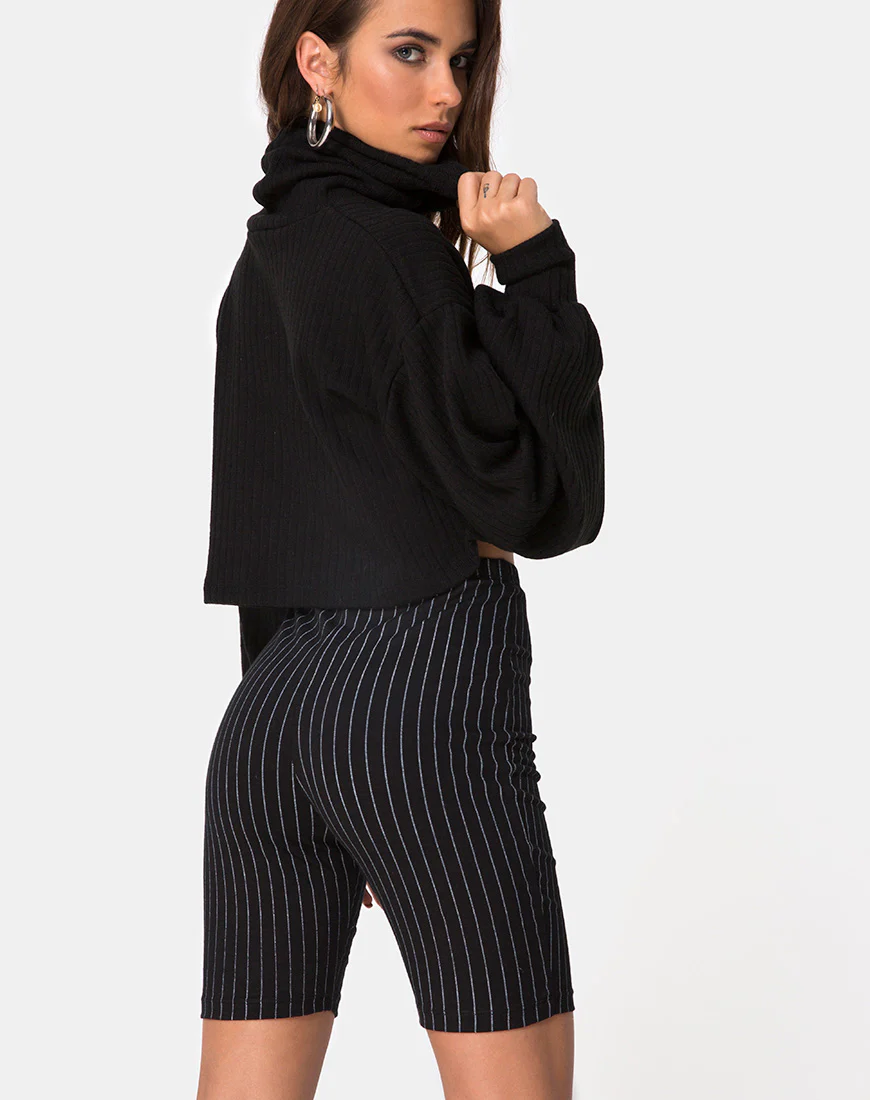 Cycle Short in Pinstripe Black - Image 4