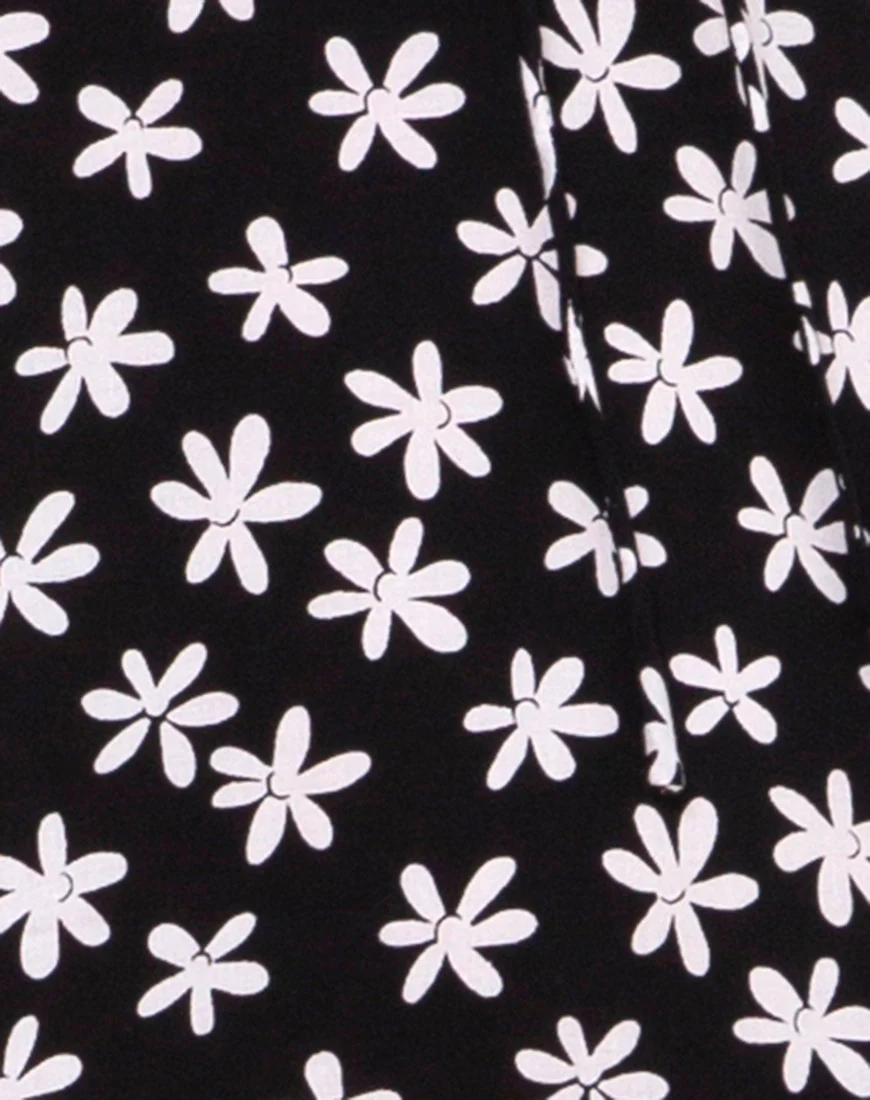 Cypress Midi Dress in 90's Daisy Black and White - Image 5