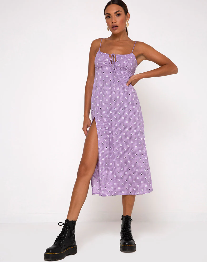 Cypress Midi Dress in Daisy Field Lavender - Image 3