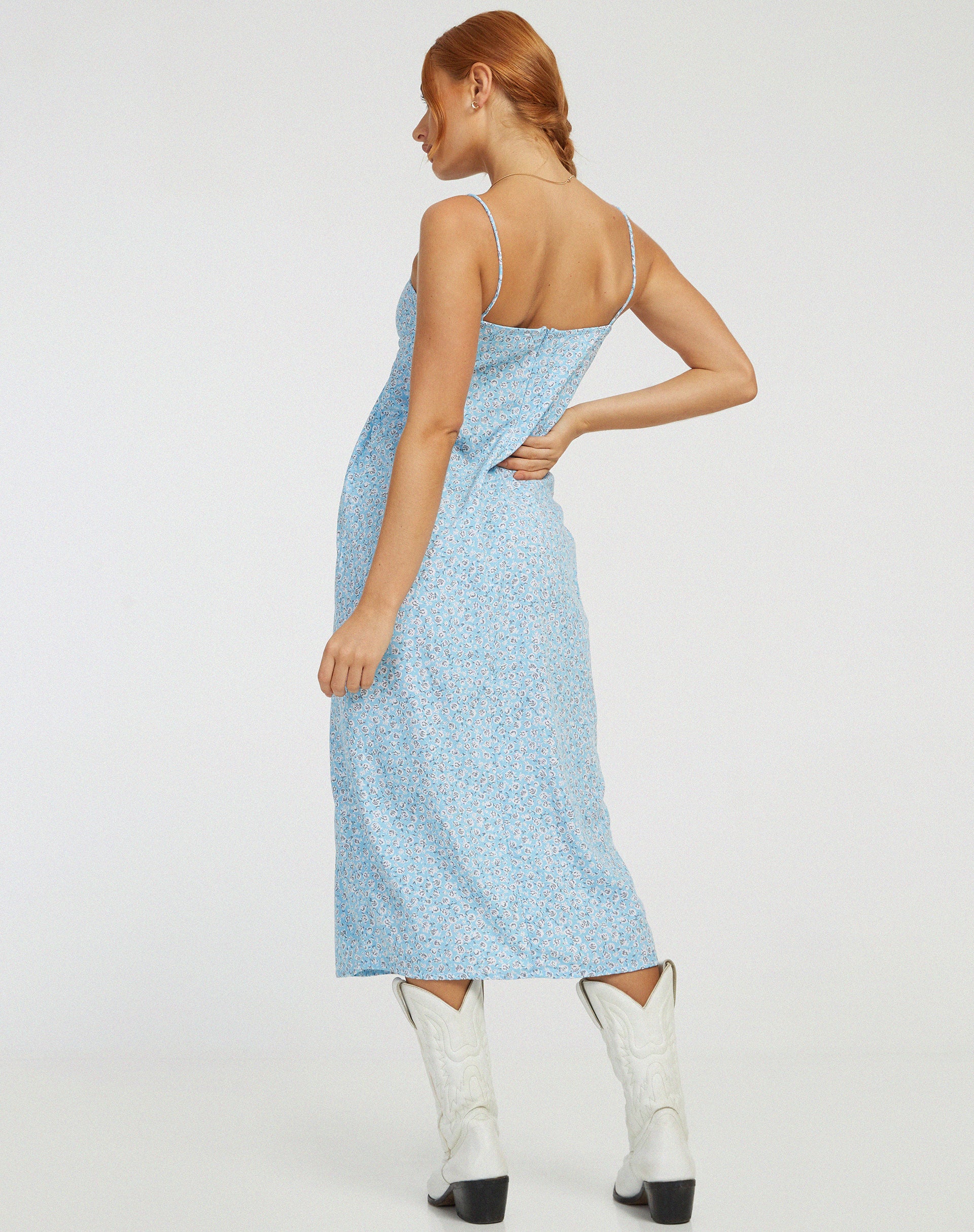 Cypress Midi Dress in Ditsy Rose Blue - Image 4