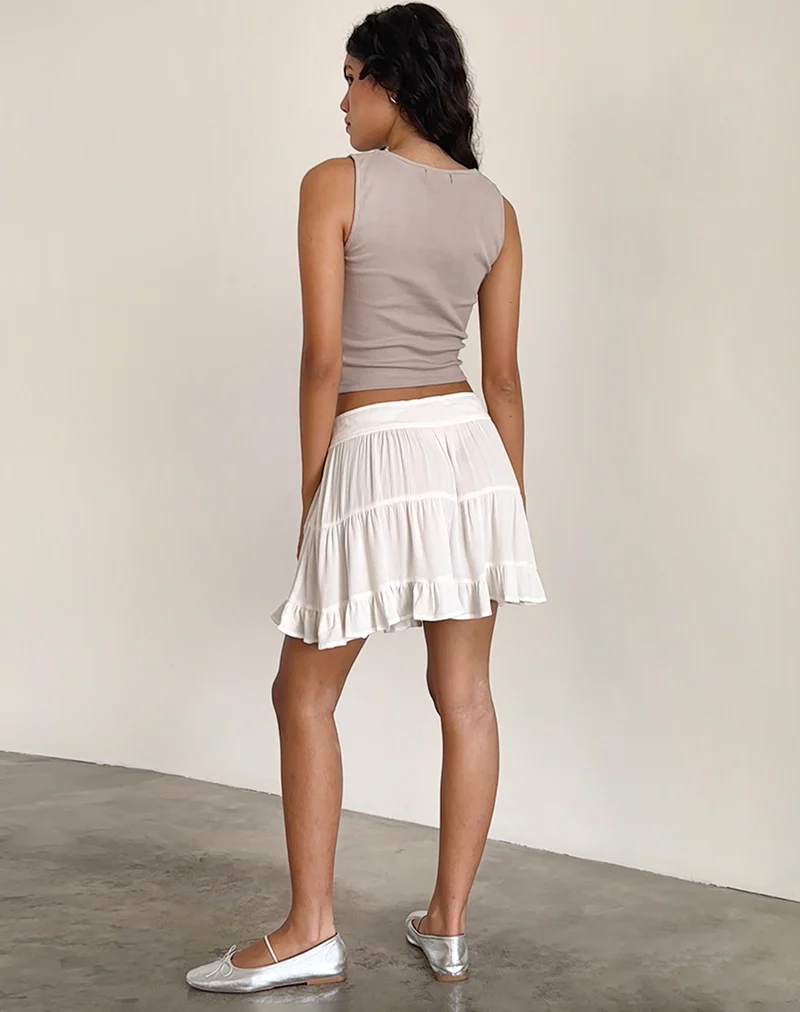 Dacita Mini Skirt in Crinkle Ivory - Image 4