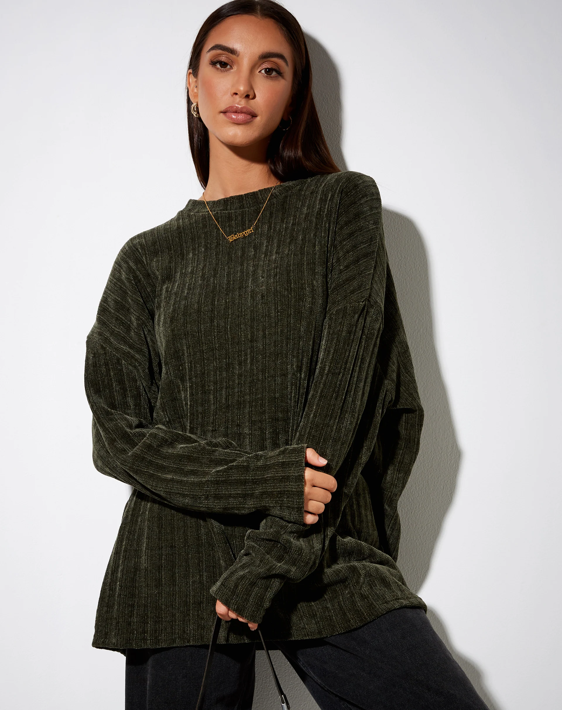 Dad Jumper in Chenille Khaki - Image 2
