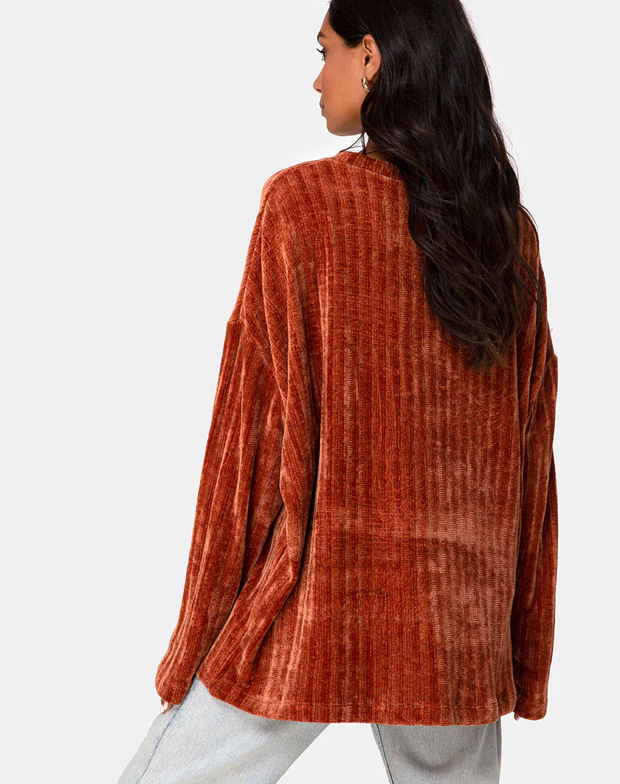 Dad Jumper in Chenille Rust - Image 2