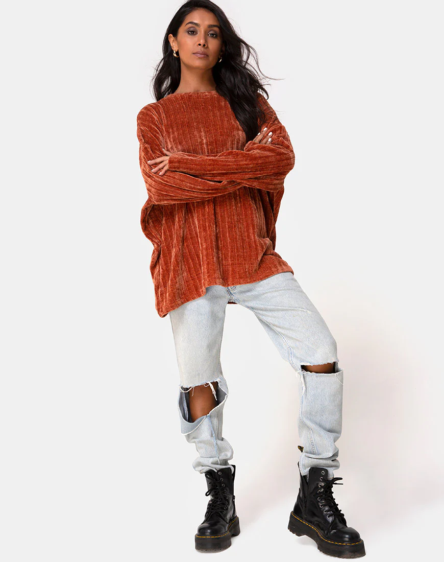 Dad Jumper in Chenille Rust - Image 3