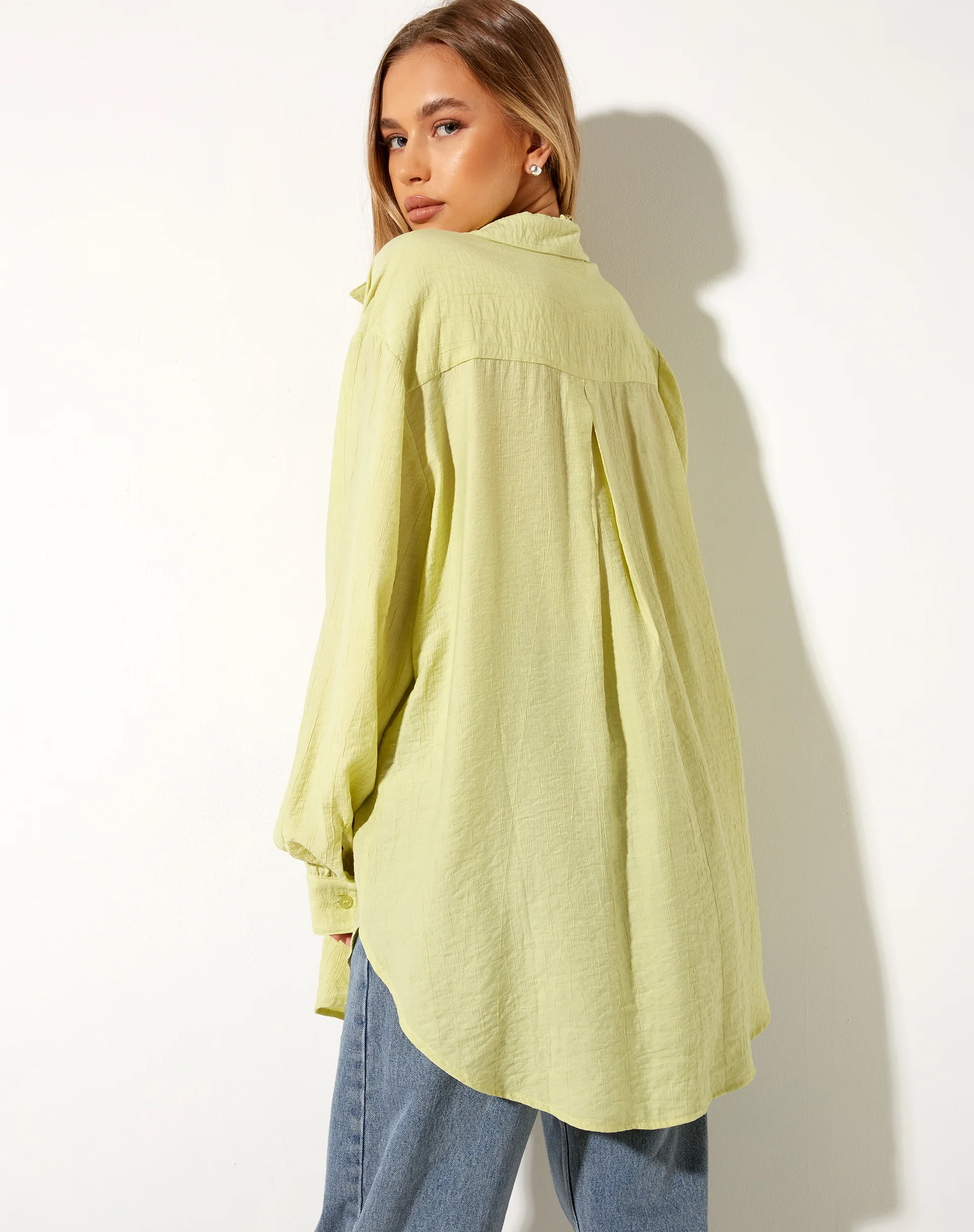 Dael Oversized Shirt in Crinkle Sage - Image 2