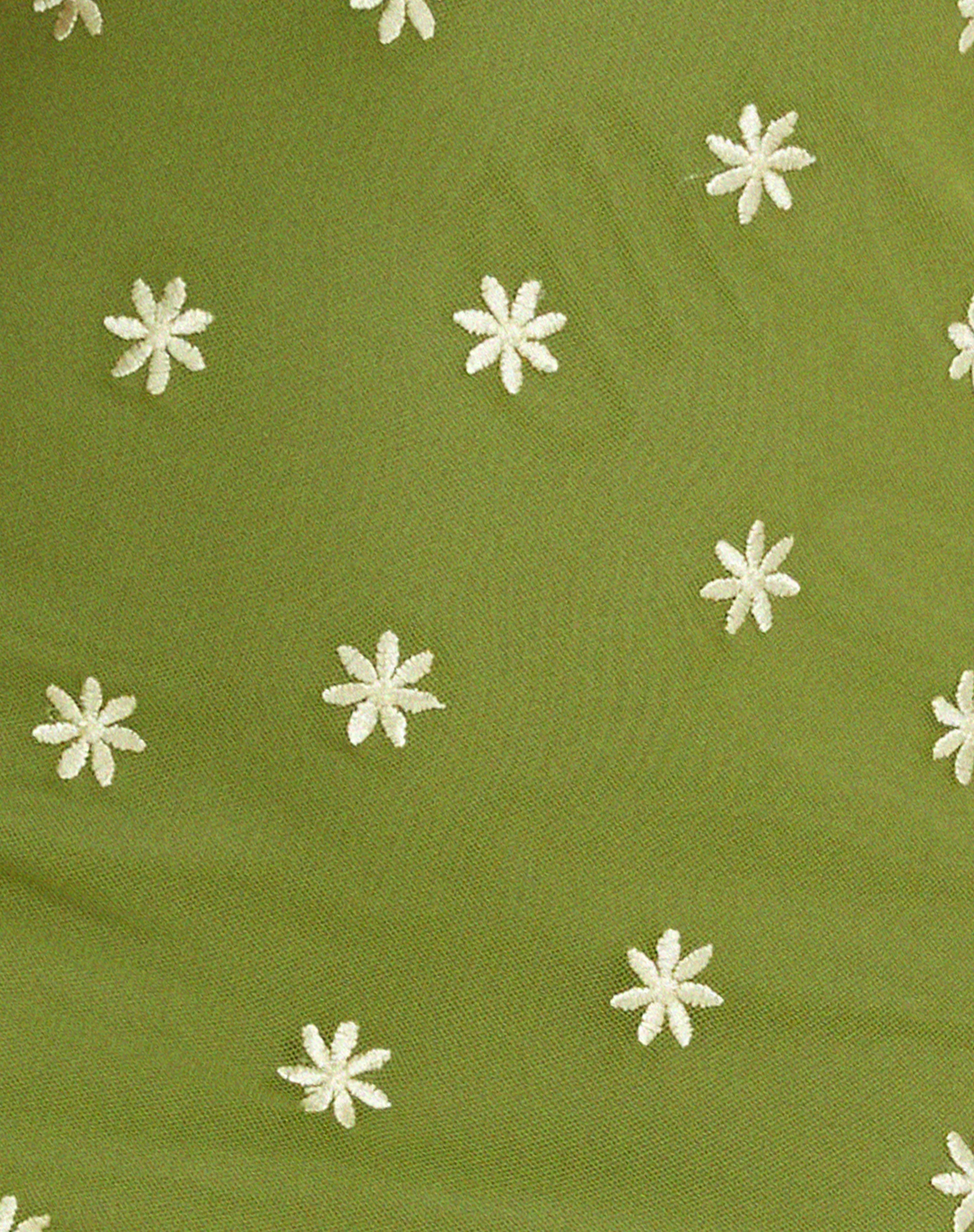 Daisy Mini Dress in Moss Green Custard Daisy Embro - Image 6