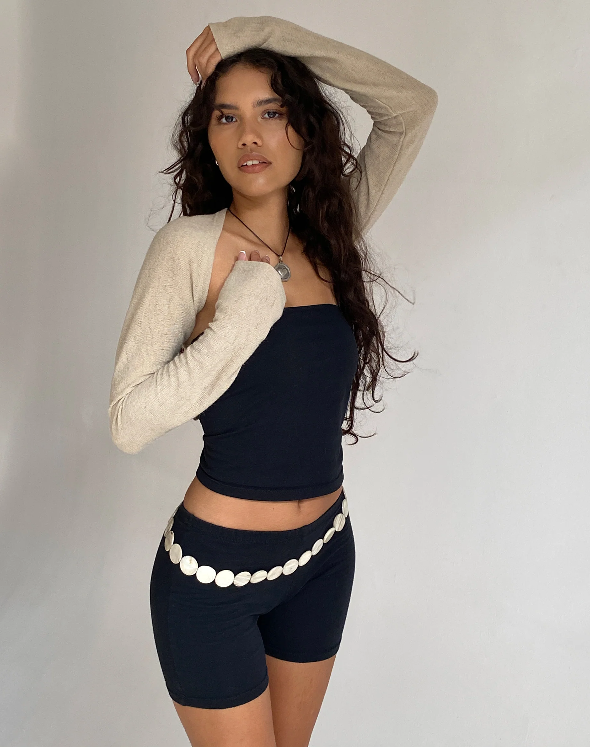 Dalika Knitted Shrug Top in Oat - Image 5