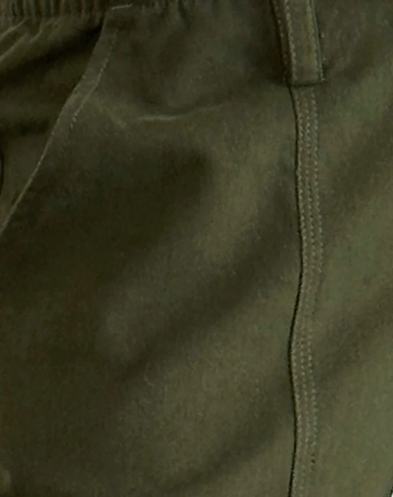 Dallas Longline Cargo Shorts in Dark Olive - Image 6