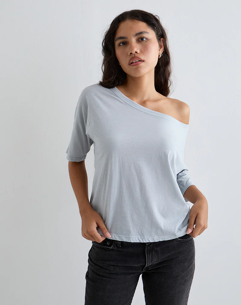 Daman Off-The-Shoulder Basic Top in Light Steel