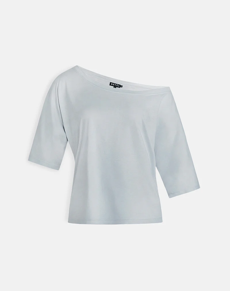 Daman Off-The-Shoulder Basic Top in Light Steel - Image 2