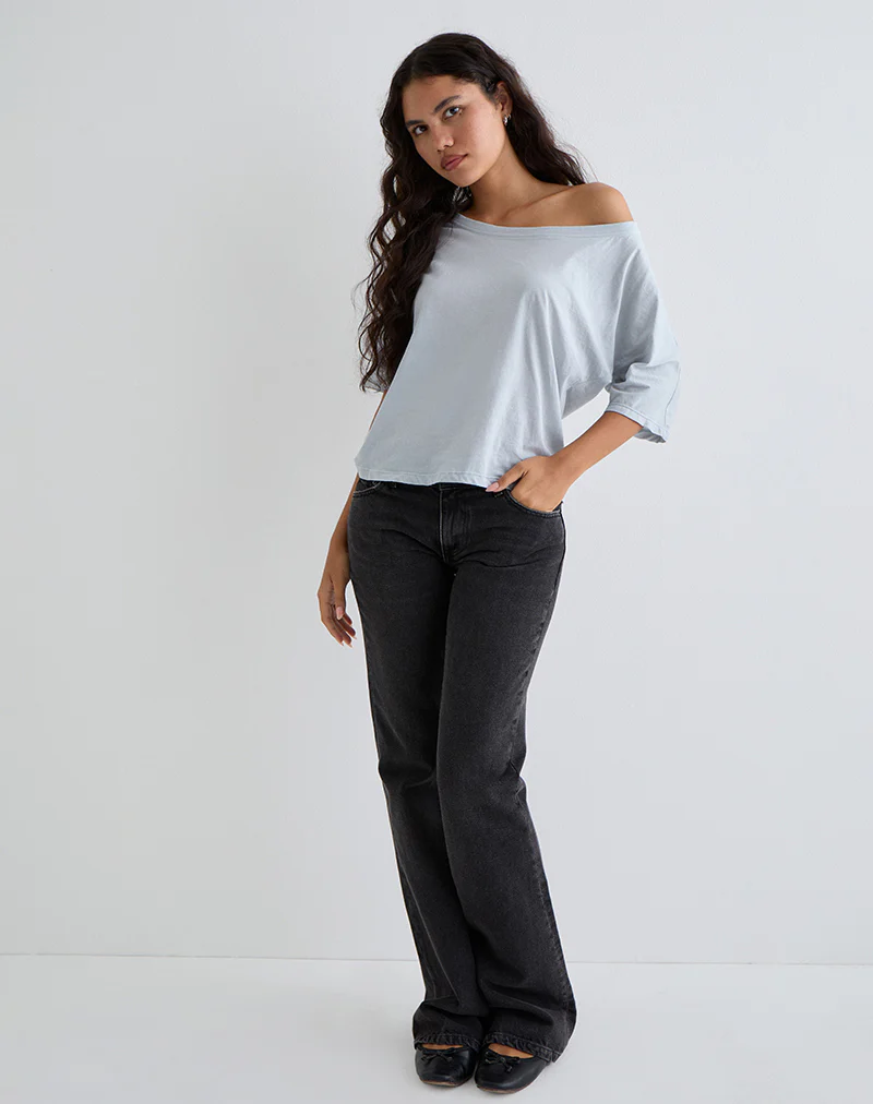 Daman Off-The-Shoulder Basic Top in Light Steel - Image 4