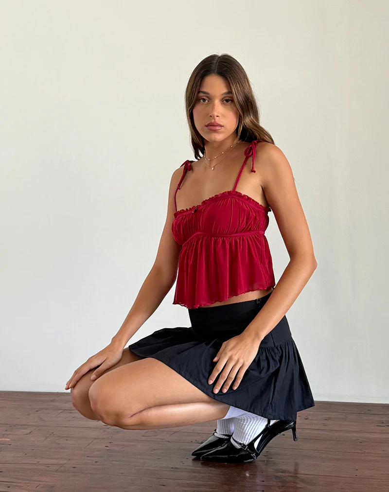 Damaris Cami Top in Red Cherry with Red Binding - Image 2