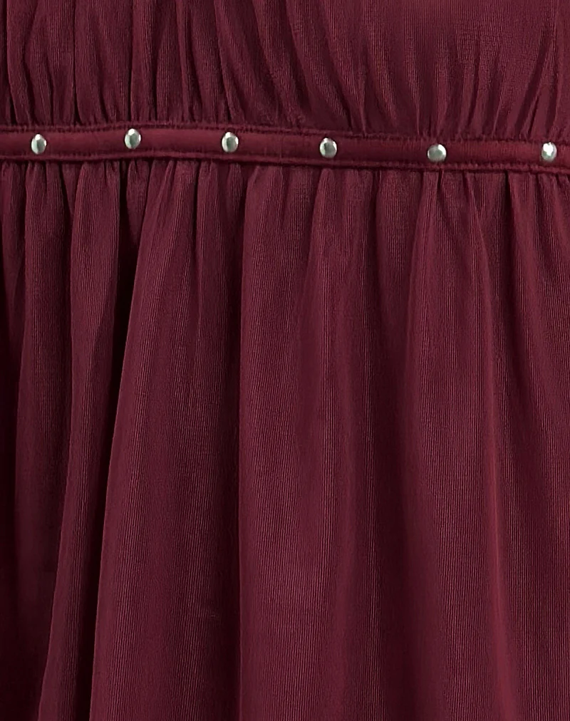 Damaris Cami Top in Wine with Studs - Image 5
