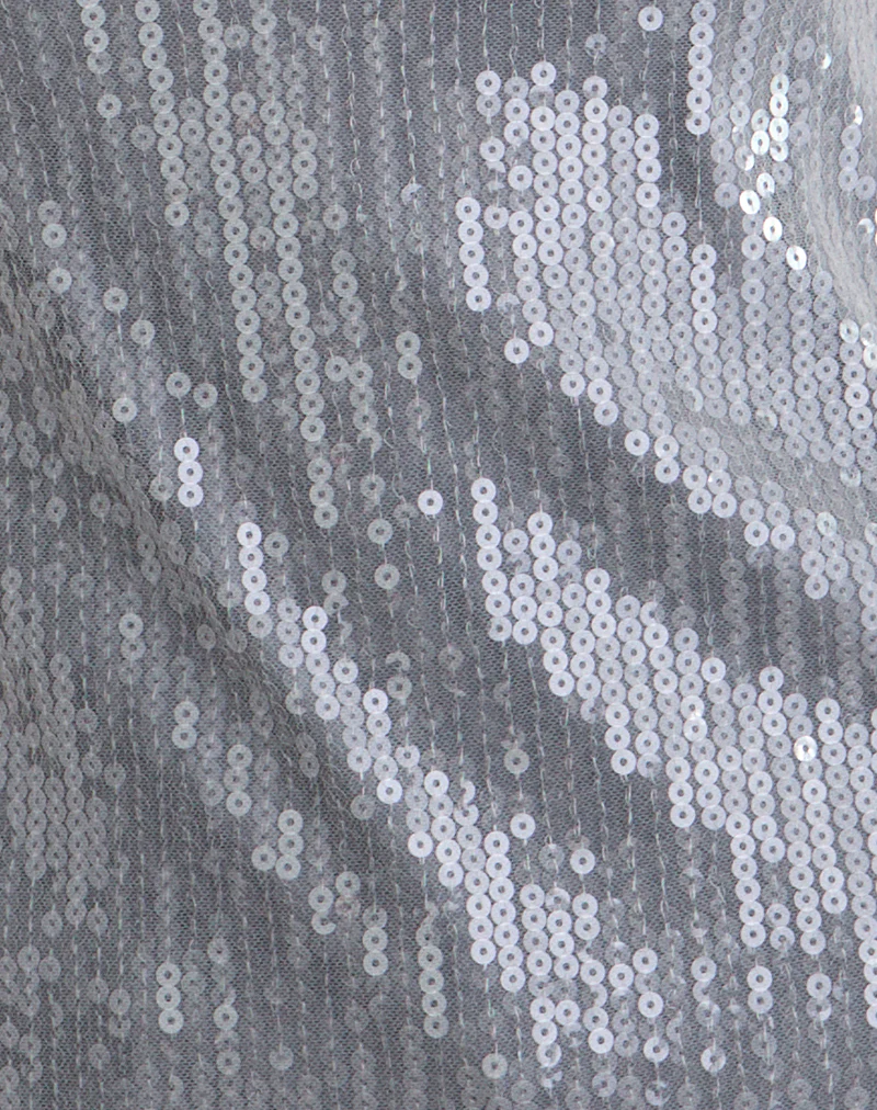 Damske Vest Top in Clear Tinted Sequin Grey - Image 7