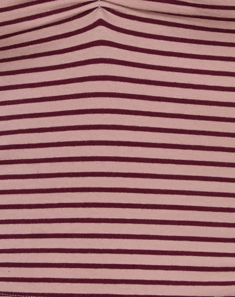 Danisha V Neck Top in Stripe Tonal Pink - Image 6