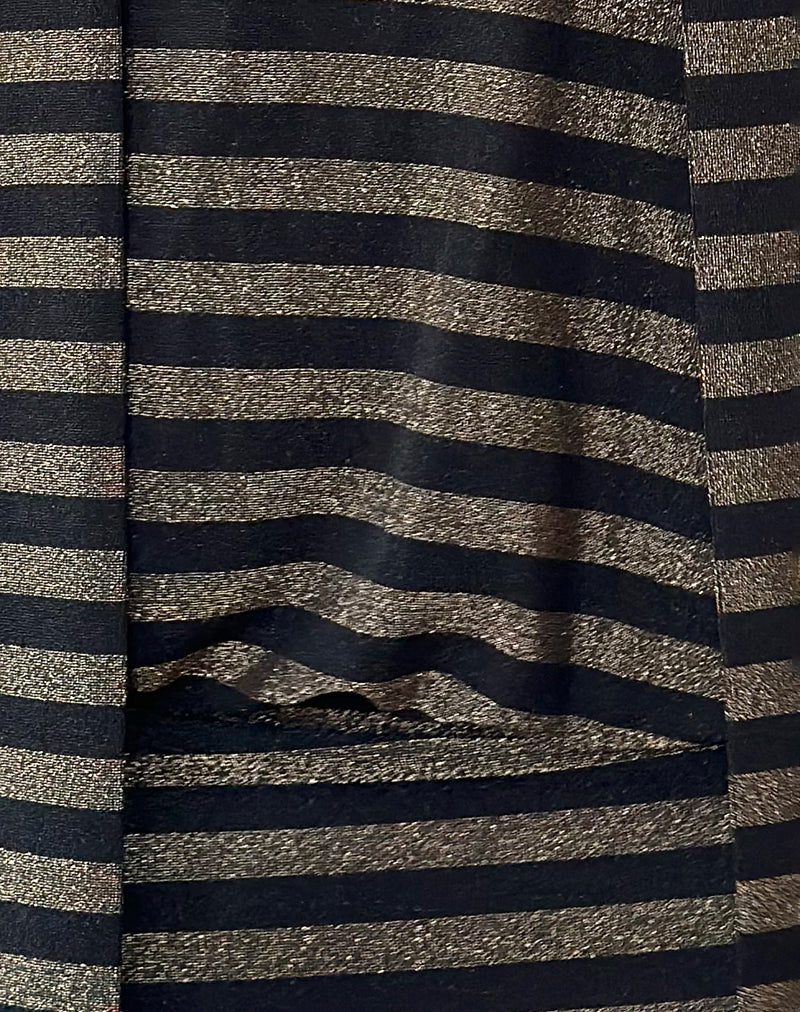 Daphnis Backless Halterneck Mini Dress in Lurex Gold Stripe - Image 7