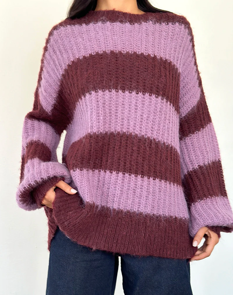 Daren Jumper in Purple Stripe - Image 4
