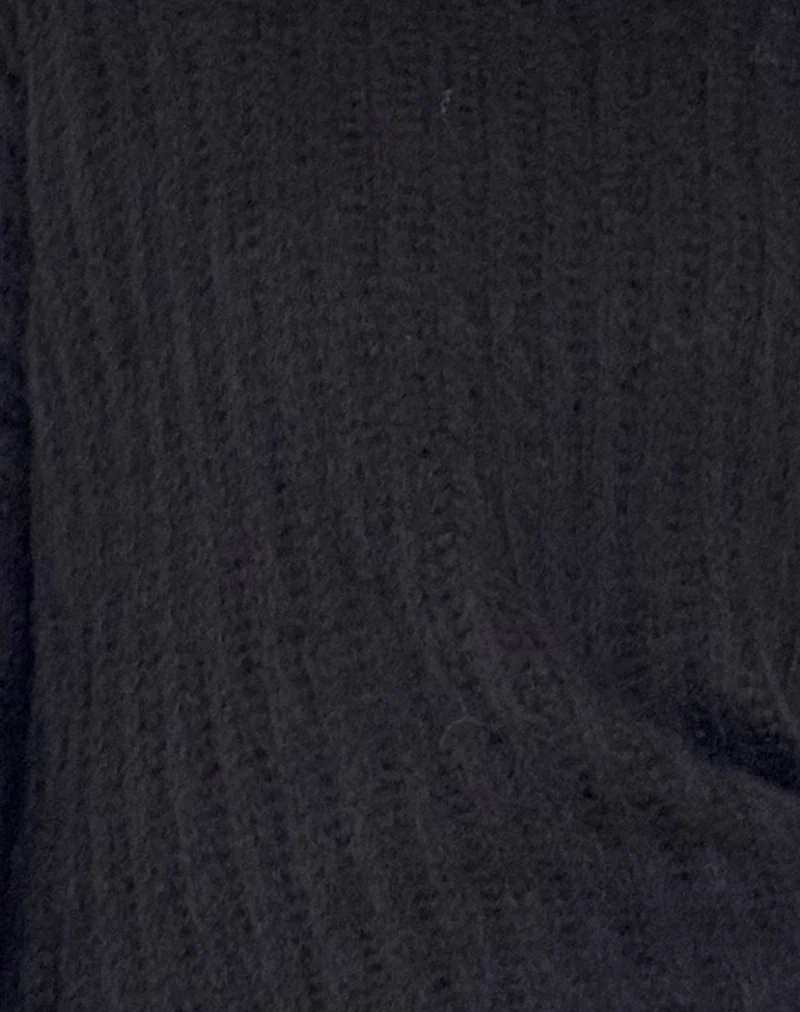 Daren Knitted Oversized Jumper in Black - Image 5