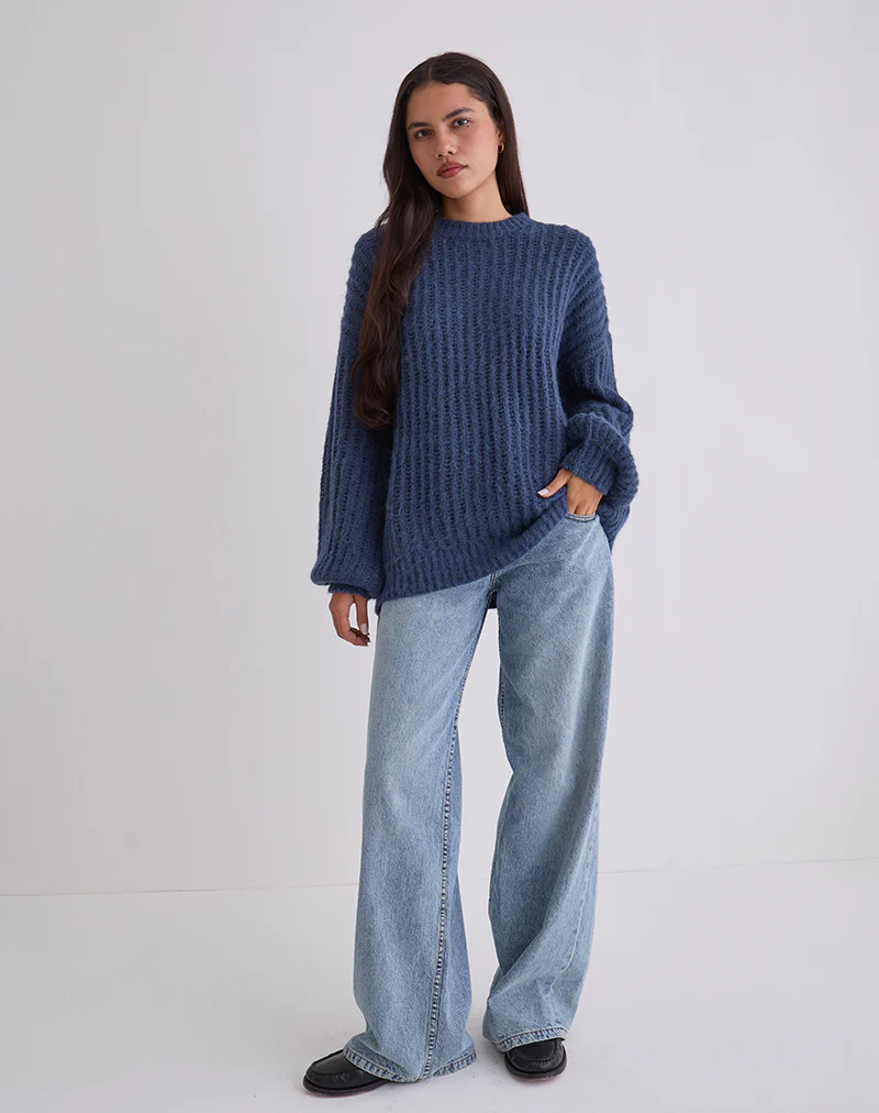 Daren Oversized Knitted Jumper in Navy - Image 5