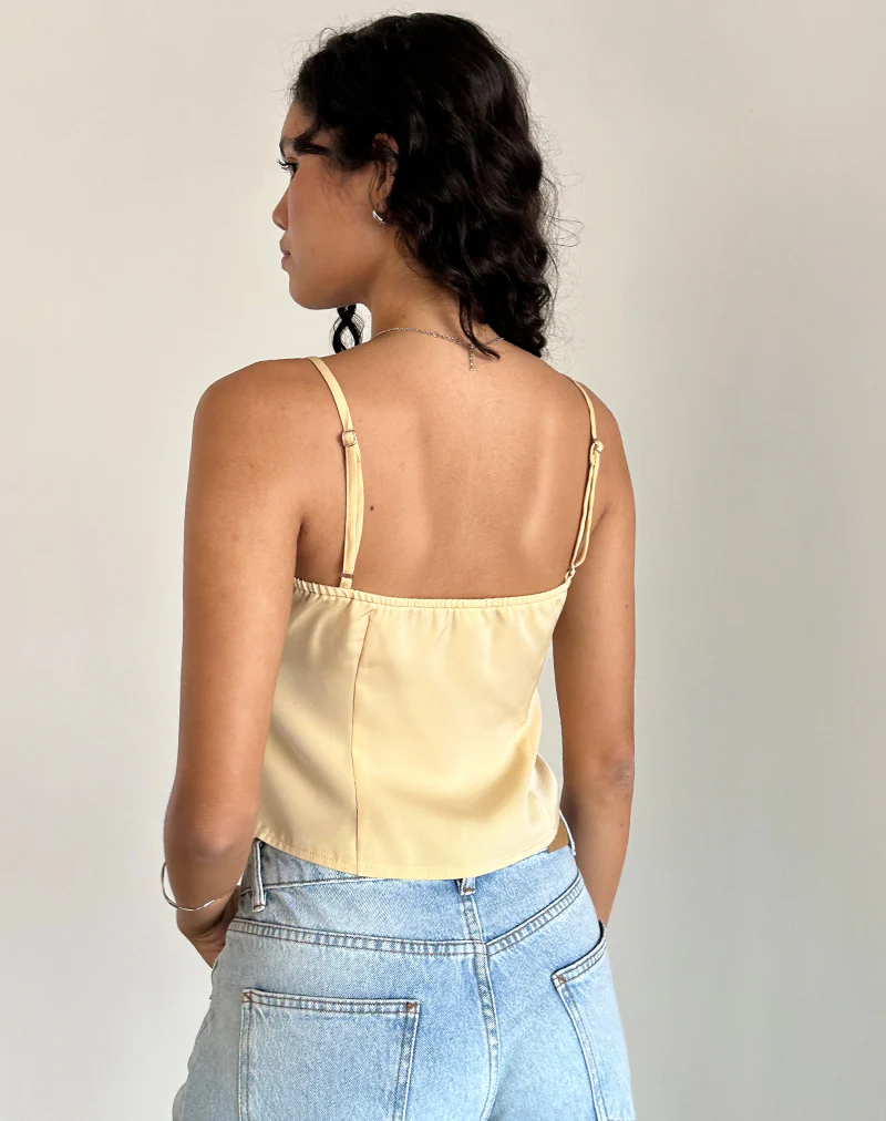 Darena Cami Top in Buttermilk with Grey Lace - Image 5