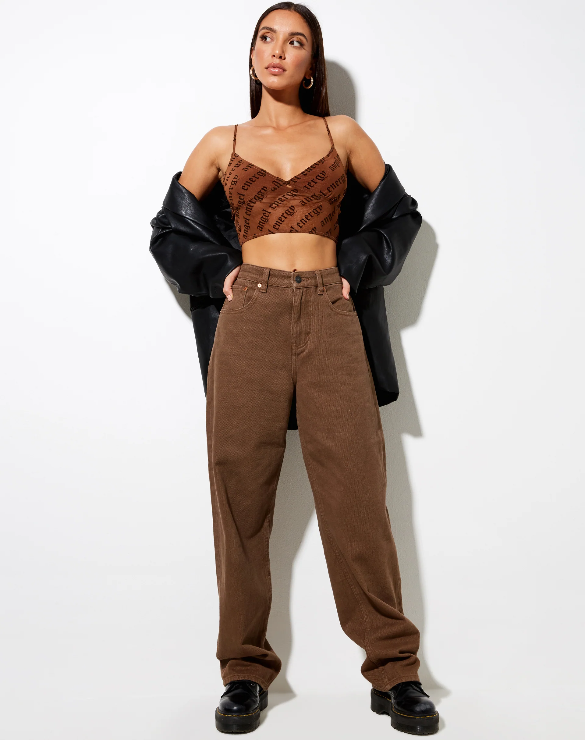 Daria Crop Top in Brown Angel Energy Flock - Image 3