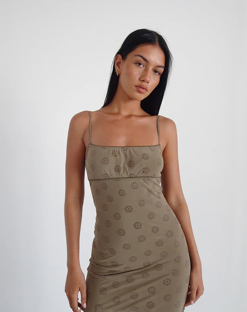 Darsih Maxi Dress in Daisy Flock Light Brown - Image 3