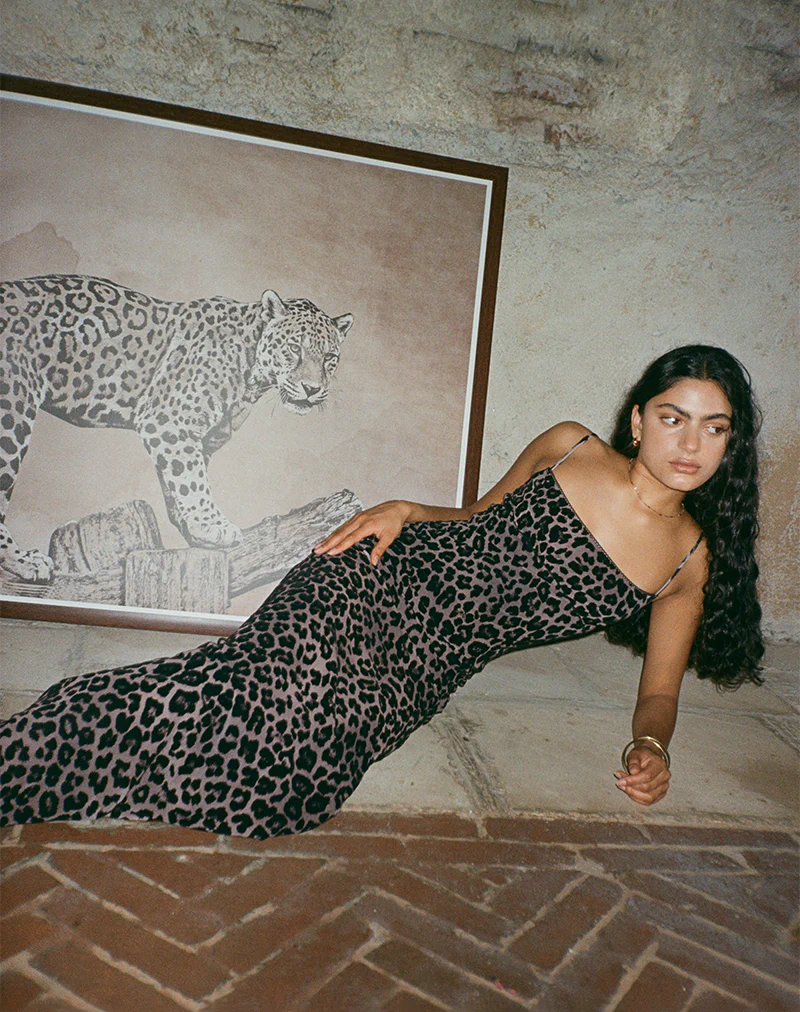 Darsih Maxi Dress in Flocked Rar Leopard - Image 2
