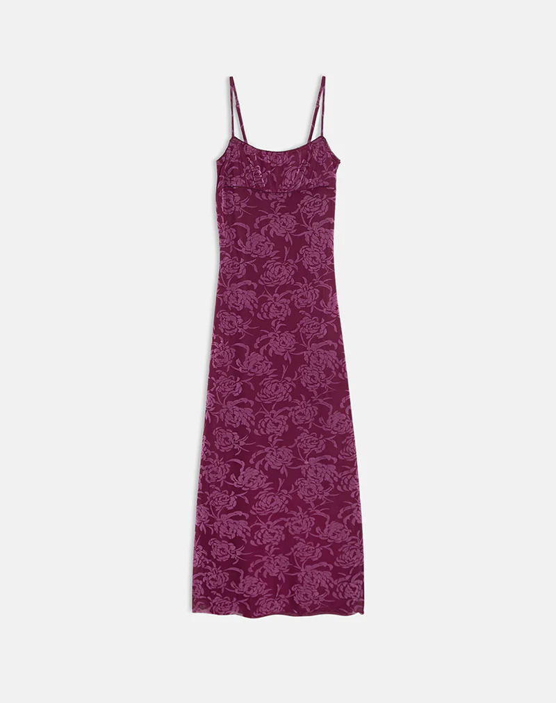 Darsih Maxi Dress in Flock Shadow Leaf Plum - Image 6
