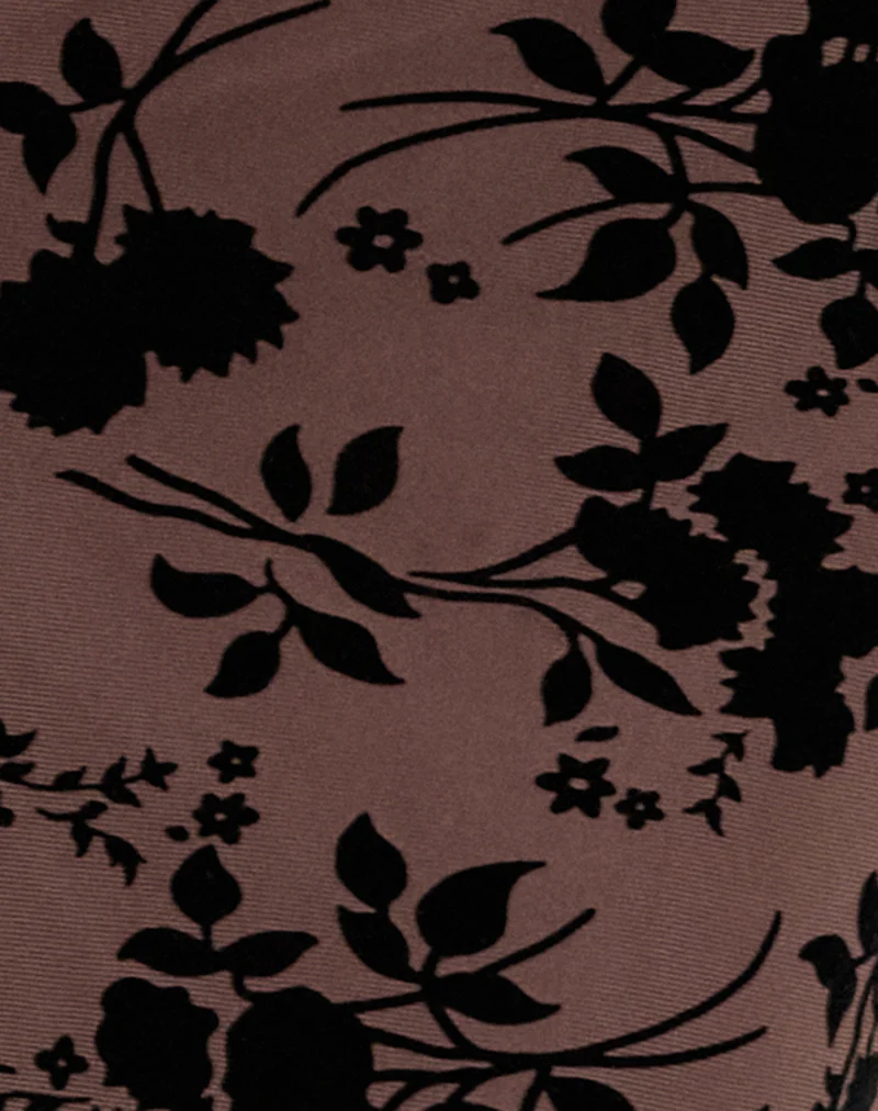 Darsih Cami Maxi Dress in Floral Flock Brown - Image 6