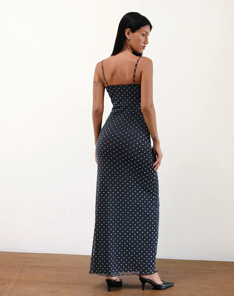 Darsih Maxi Dress in Heart Flock Navy and Yellow - Image 3