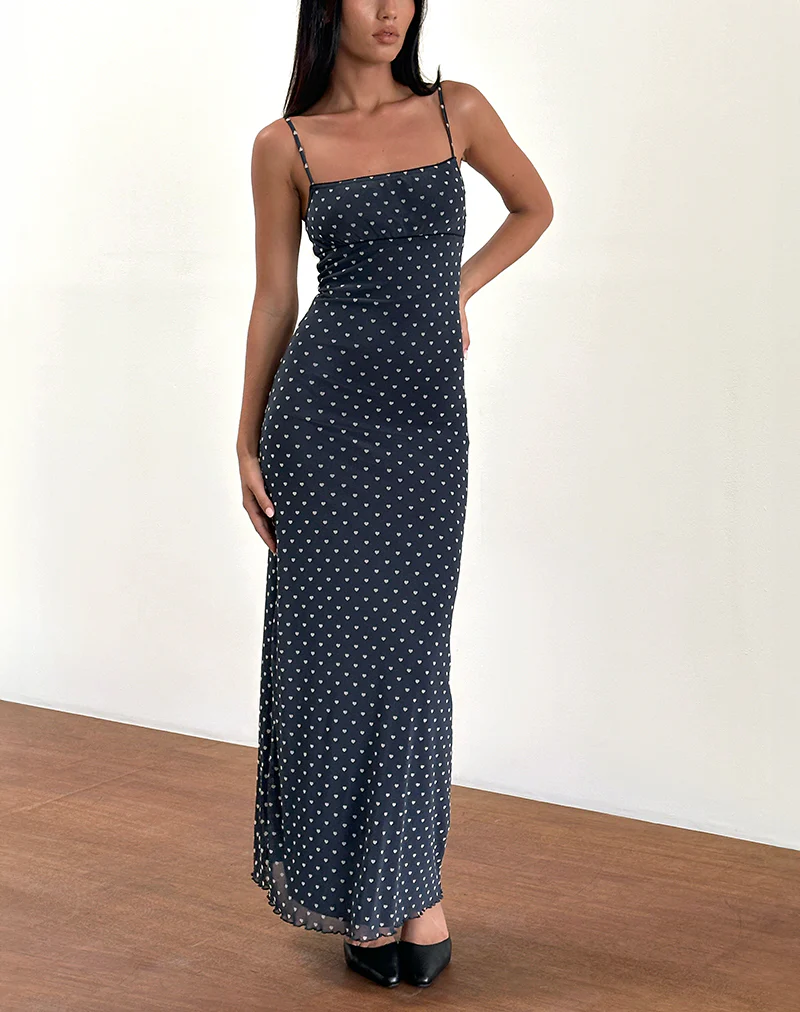 Darsih Maxi Dress in Heart Flock Navy and Yellow - Image 5