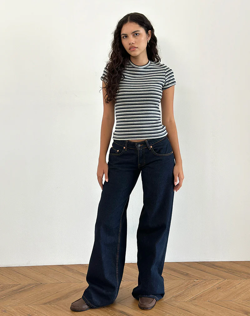 Dartis Top in Navy and Grey Jersey Stripe - Image 4