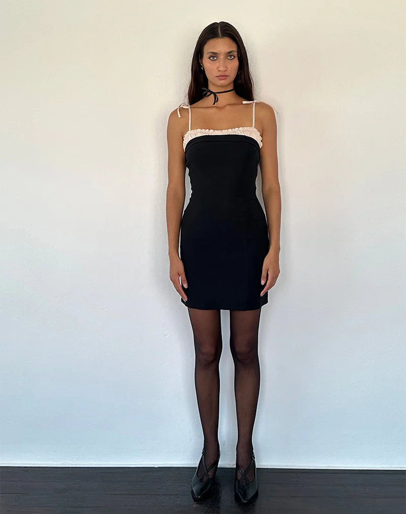 Daruka Mini Dress in Satin Black - Image 5