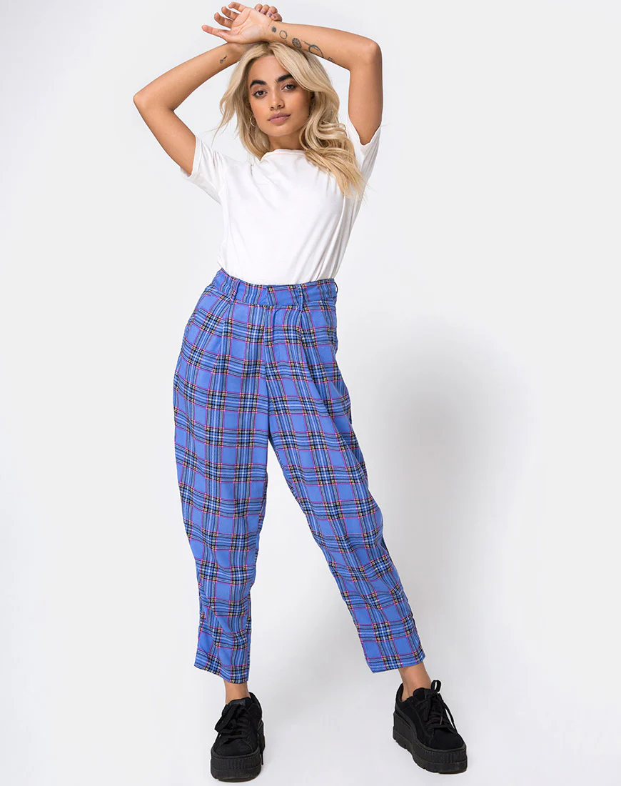 Dastan Trouser in 90's Check Blue Pink - Image 4