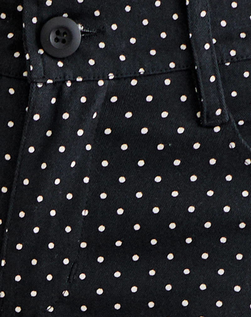 Dassah Capri Trouser in Black with Micro Polka White - Image 5