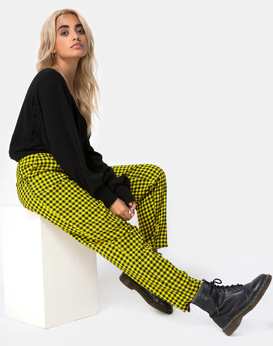 Dastan Trouser in Medium Gingham Yellow - Image 3