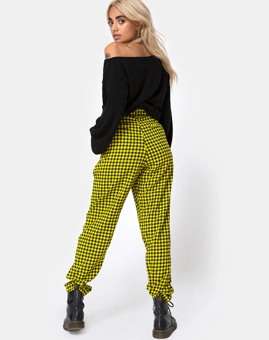 Dastan Trouser in Medium Gingham Yellow - Image 4