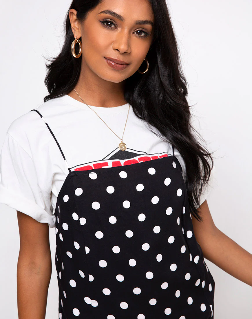 Datista Slip Dress in 80's Polka Black - Image 5